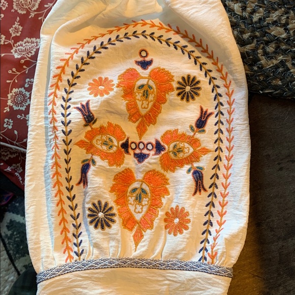 Anthropologie Fig and Flower Cream Blouse with Embroidery - Picture 4 of 5